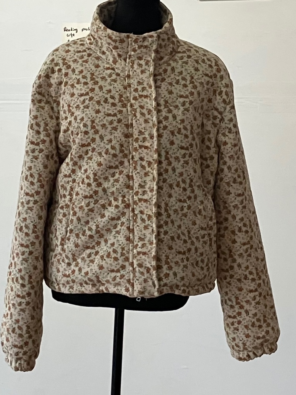 Sadie & Sage Cream Floral Puffer Jacket